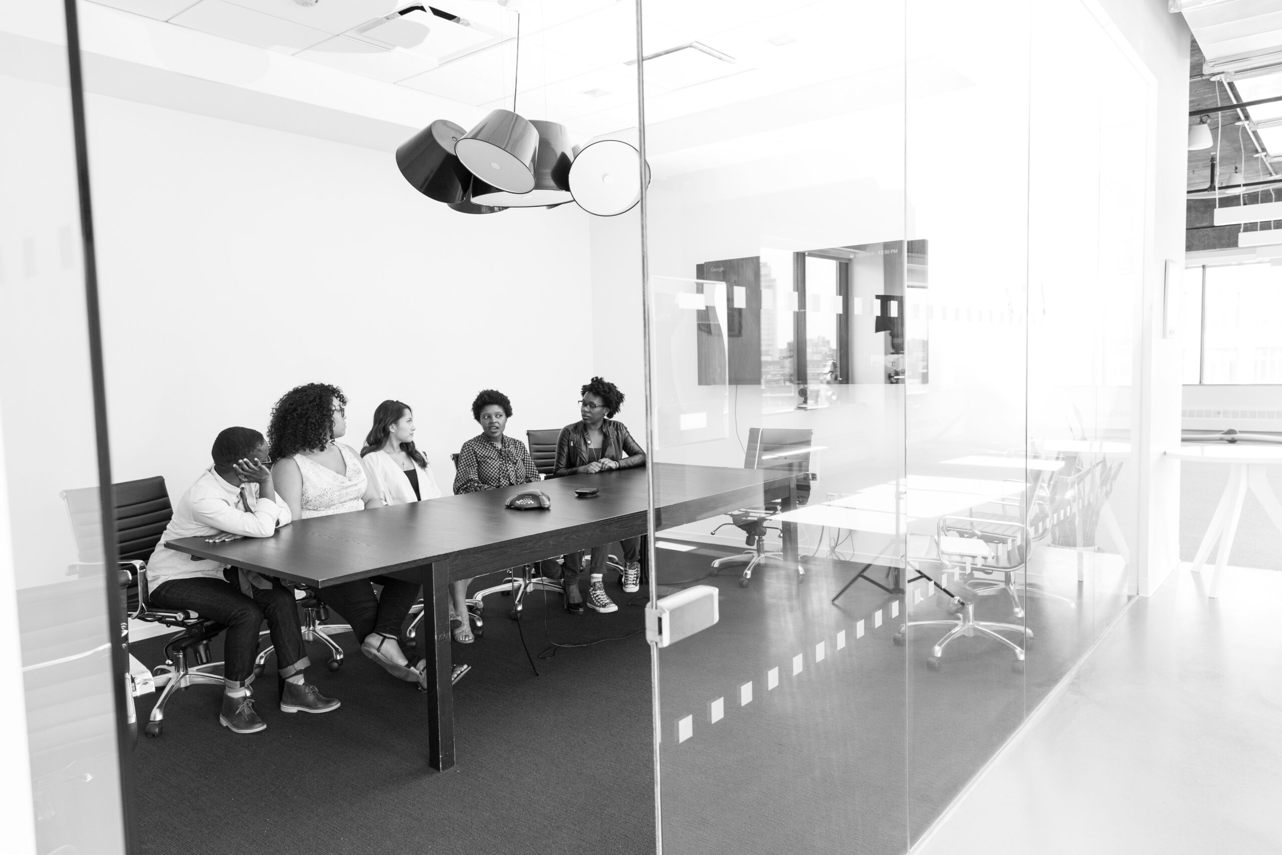 Business leaders discussing commercial strategy